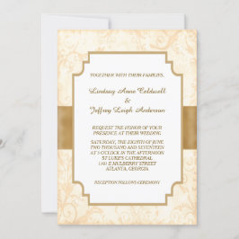 Invitación Boda de borde floral de oro antiguo