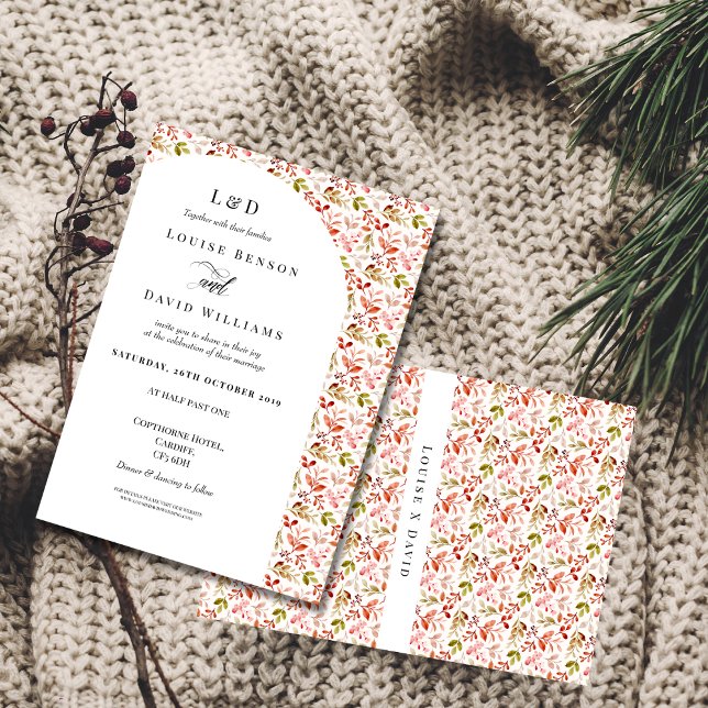 Invitación Boda de borde floral de otoño clásico moderno (Subido por el creador)