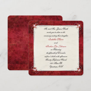 Invitación Boda de borde floral rojo