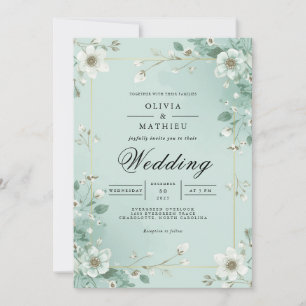 Invitación Boda de borde floral suave de la Casa de la Moneda
