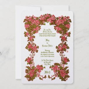 Invitación Boda de borde floral vintage de rosal