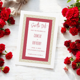 Invitación Boda de borde geométrico islámico rojo