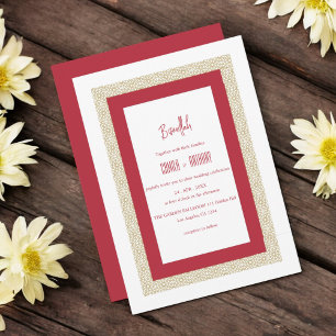 Invitación Boda de borde geométrico islámico rojo