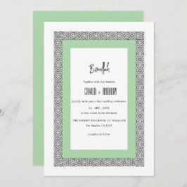 Invitación Boda de borde geométrico islámico turquesa