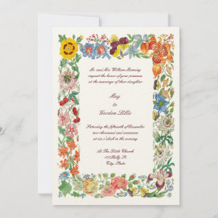 Invitación Boda de borde multicolor de arte botánico floral