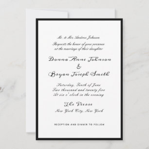 Invitación Boda de borde negro formal clásico