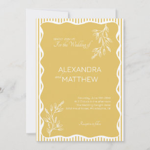Invitación Boda de borde ondulado amarillo