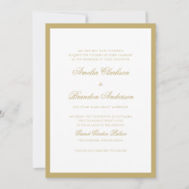 Invitación Boda de borde y guión dorado clásico formal
