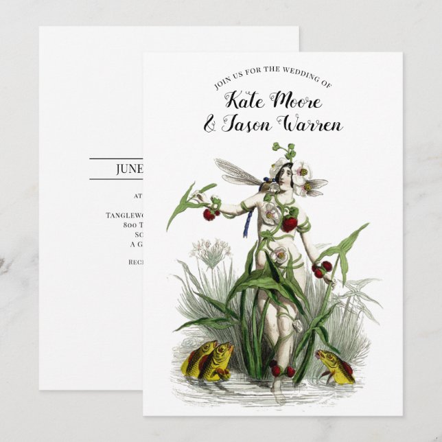 Invitación Boda de Borgoña de Jardín encantado (Anverso / Reverso)