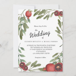 Invitación Boda de Borgoña Pomegrana hojas botánicas