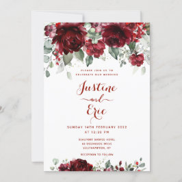 Invitación Boda de Borgoña Red Peony Epiphany II