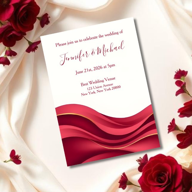 Invitación Boda de Borgoña y Marfil (Burgundy Wedding  Invitation)