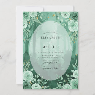 Invitación Boda de bosque atmosférico verde esmeralda