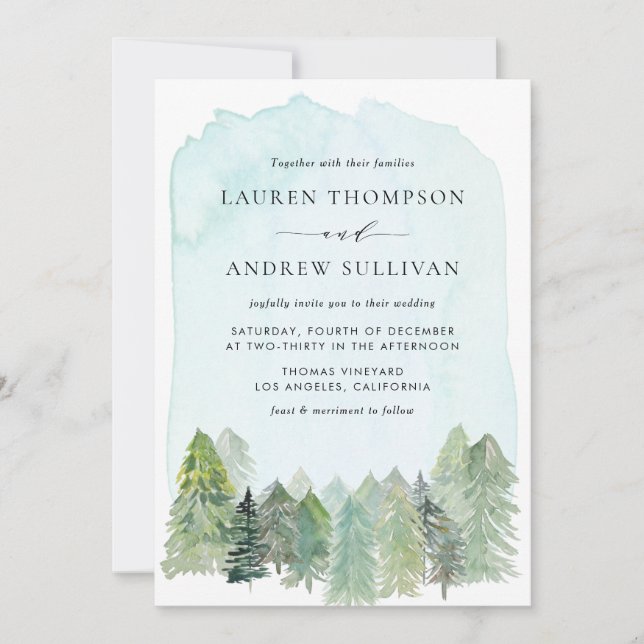 Invitación Boda de bosque de bosques encantado (Anverso)