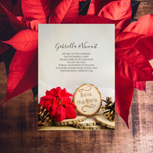 Invitación Boda de Bosque de la rusa de la Poinsettia Roja sa (Subido por el creador)