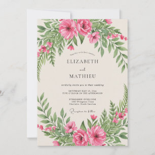 Invitación Boda de bosque de madera de helecho rosa