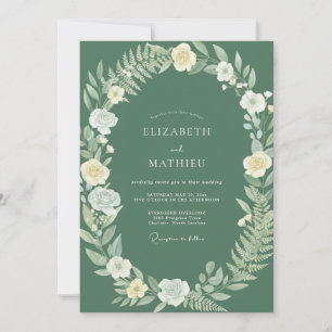 Invitación Boda de bosque de madera pulida en verde salvia