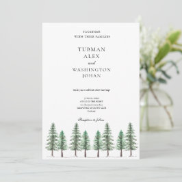 Invitación Boda de bosque de pino acuarela