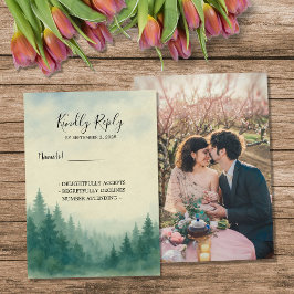 Invitación Boda de bosque de pino acuático RSVP