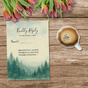 Invitación Boda de bosque de pino acuático RSVP