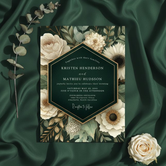 Invitación Boda de Bosque Floral Esmeralda (Subido por el creador)