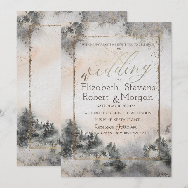 Invitación Boda de bosque forestal (Anverso / Reverso)