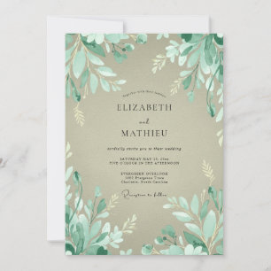 Invitación Boda de bosque frondoso de hoja verde menta