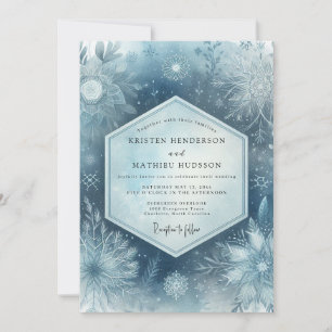 Invitación Boda de bosque invernal helado azul pizarra