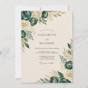 Invitación Boda de bosque lujoso verde esmeralda