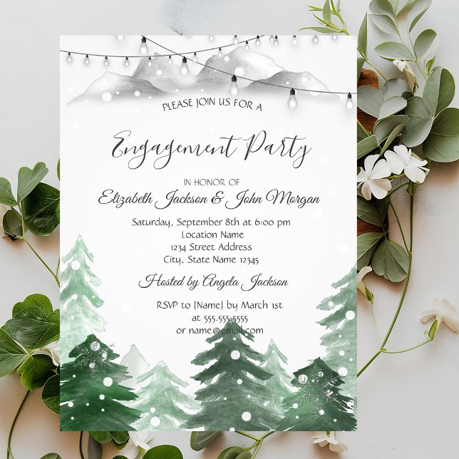 Invitación Boda de Bosque Mágico de Invierno, Luces de Cadena (Subido por el creador)