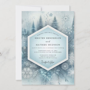 Invitación Boda de bosque nevado azul pizarra