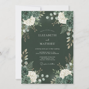 Invitación Boda de bosque sombrío de verde esmeralda