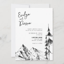 Invitación Boda de bosquejo de la montaña forestal