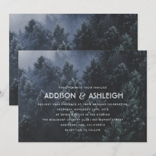 Invitación Boda de bosques de pinos modernos