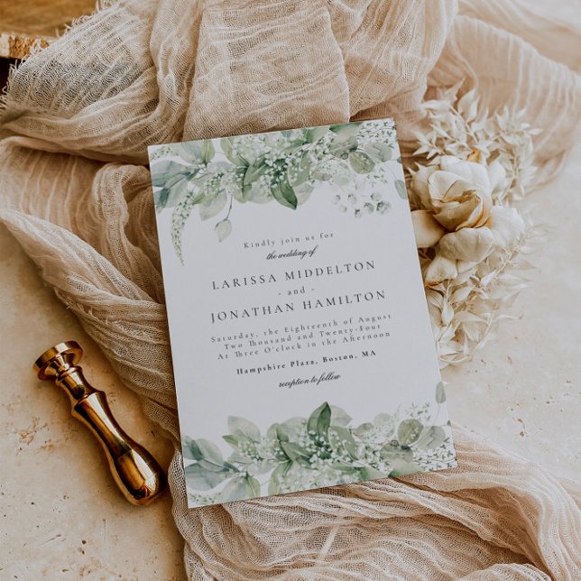 Invitación Boda de Bosques Florales Blancas Rústicas (Subido por el creador)
