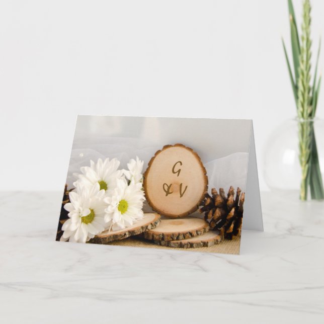 Invitación Boda de Bosques Rustic White Daisies (Anverso)