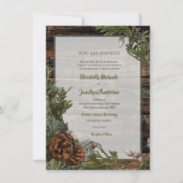 Invitación Boda de Bosques Rústicos Masa Evergreen de Madera 