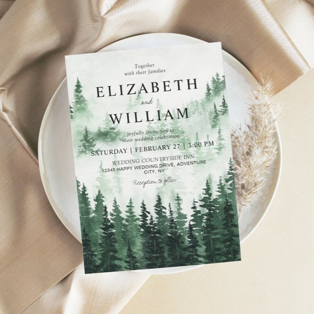 Invitación Boda de Bosques Rústicos Misty (Subido por el creador)