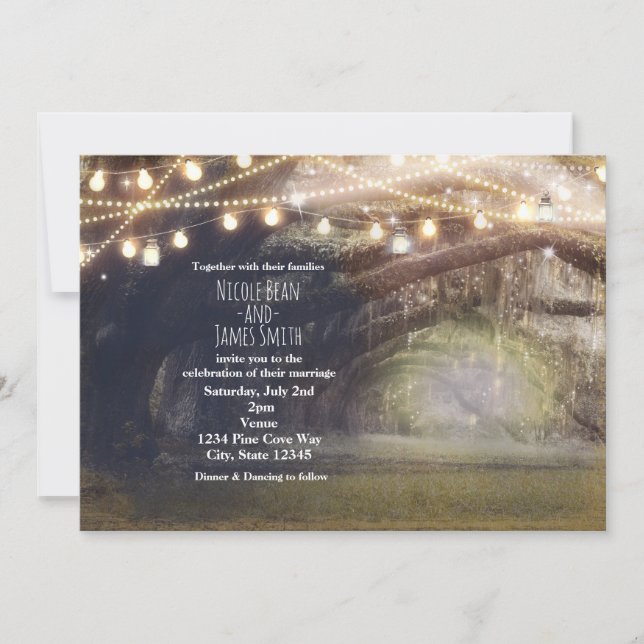 Invitación Boda de Bosques y Luces Encantados de Bosque Ruso (Anverso)