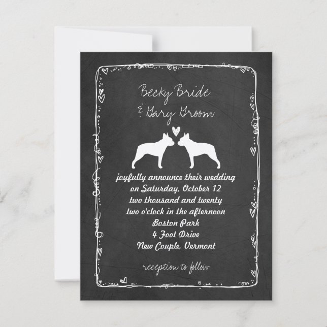Invitación Boda de Boston Terriers (Anverso)