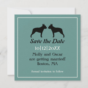 Invitación Boda de Boston Terriers Guardar la Fecha