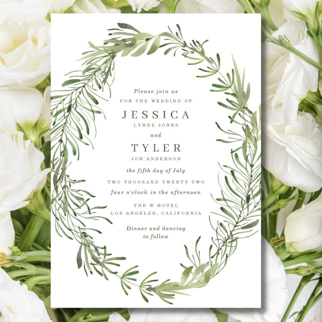 Invitación Boda de Botanica Verde Elegante (Elegant Botanical Greenery Wedding Invite)