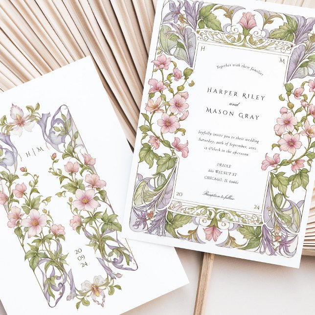 Invitación Boda de Bougainvillea Art Nouveau (Subido por el creador)