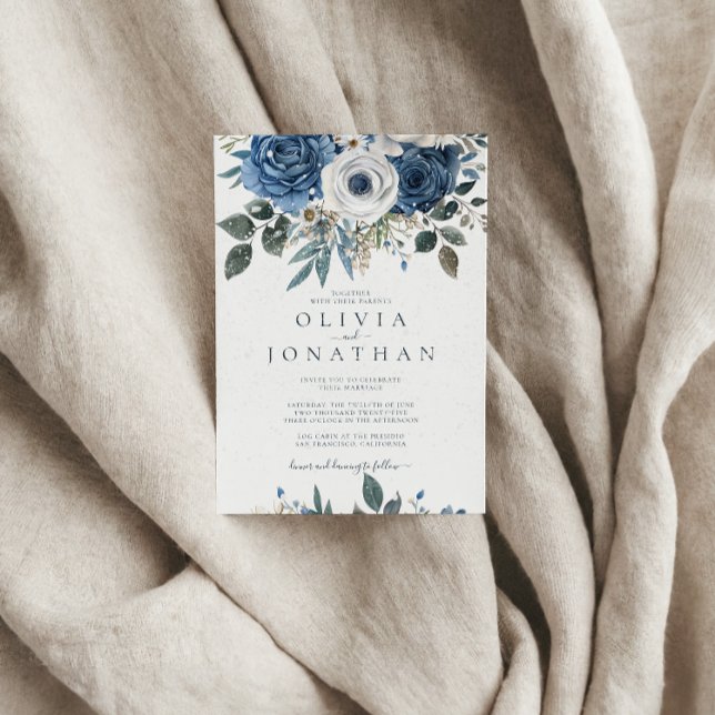 Invitación Boda de Bouquet acuarela azul invernal (Subido por el creador)