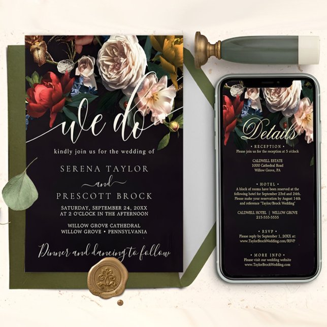 Invitación Boda de Bouquet de Flores Modernas descargable (we do wedding invite)