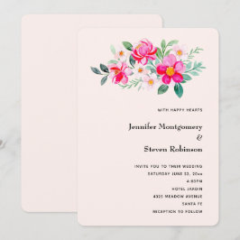 Invitación Boda de Bouquet de flores rosadas de Bonito juguet