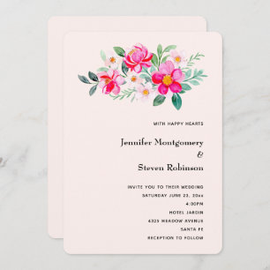Invitación Boda de Bouquet de flores rosadas de Bonito juguet