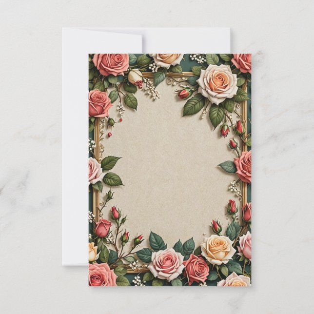 Invitación Boda de Bouquet de flores Rosas (Anverso)