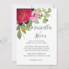 Invitación Boda de Bouquet en el jardín floral luminoso y col