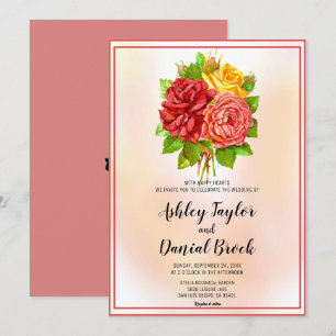 Invitación Boda de Bouquet floral de color Rubor Rosa Rosa